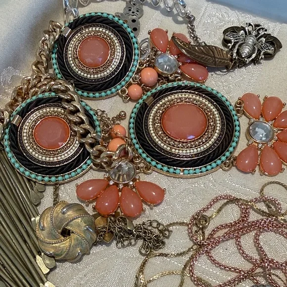 Elegant Orange and Gold Pendant Necklace Bundle Craft Reseller #166 - Picture 5 of 10